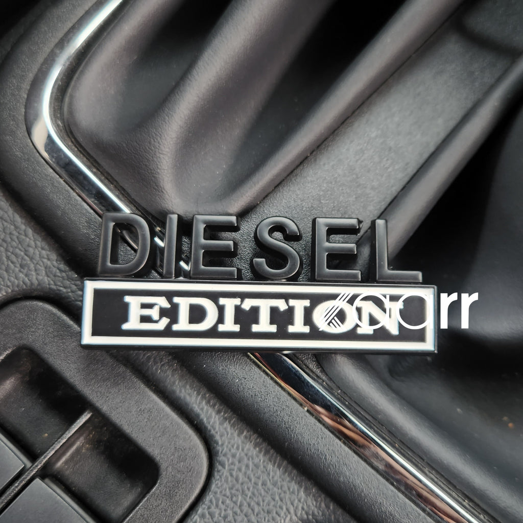 3D Diesel Edition Metal Sticker Decal Black/White (7.5x3 cm)