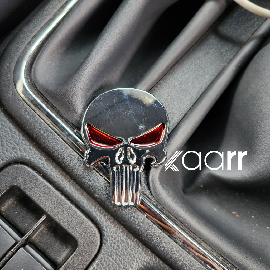 3D Skull Metal Sticker Decal Silver/Red (5.5x4 cm)