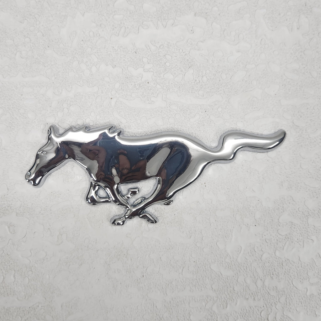 3D Mustang Horse Metal Sticker Decal Silver (16 x 6 cm)