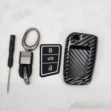 Load image into Gallery viewer, Skoda/Volkswagen New Flip Key Carbon Abs Keycase with Chain