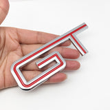 3D GT v2.0 Metal Sticker Decal Red/Silver (11x3.5 cm)