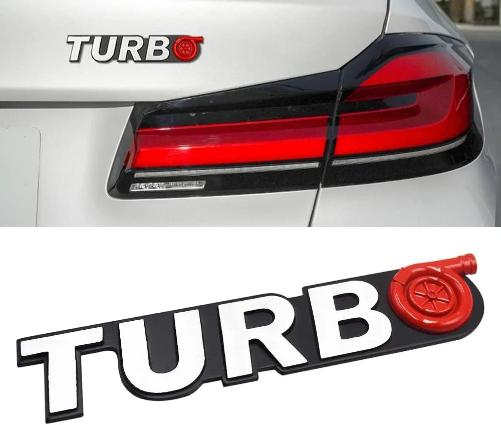 3D TURBO Metal Sticker Decal SIlver (16 x 3 cm)