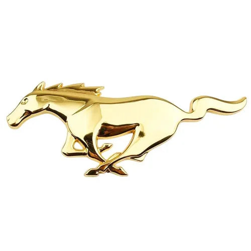 3D Mustang Horse Metal Sticker Decal Gold (16 x 6 cm)