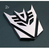 3D Transformer Deception Metal Sticker Decal Silver (7x7 cm)