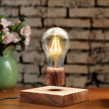 Load image into Gallery viewer, Magnetic Levitating Light Bulb Desk Wood Grain Floating Lamp