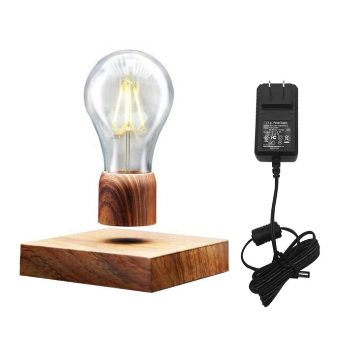 Magnetic Levitating Light Bulb Desk Wood Grain Floating Lamp
