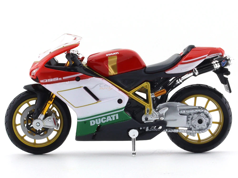 Ducati 1098 S Tricolor 1:18 Licensed Maisto Diecast Alloy Model Bike