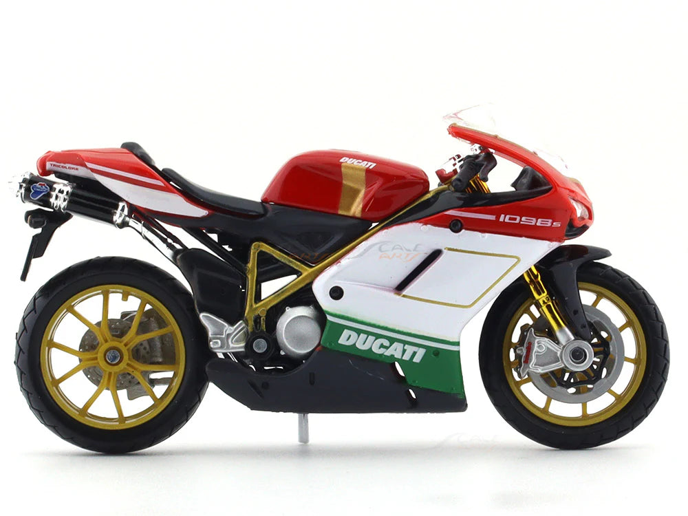 Ducati 1098 S Tricolor 1:18 Licensed Maisto Diecast Alloy Model Bike