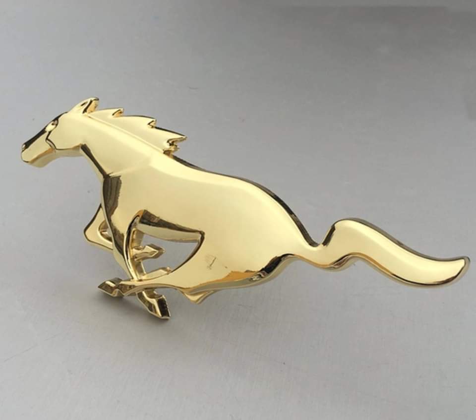 3D Mustang Horse Metal Sticker Decal Gold (16 x 6 cm)