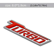 Load image into Gallery viewer, 3D Turbo v4.0 Metal Sticker Decal Red/Silver (8x1.5 cm)