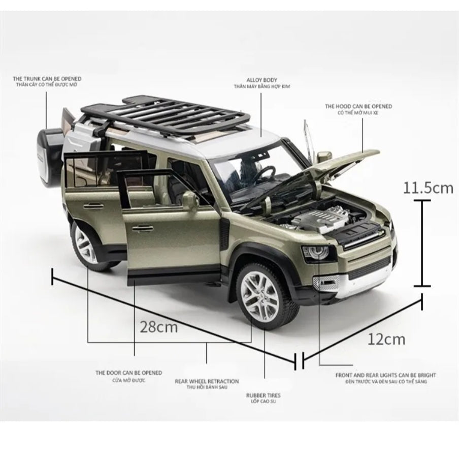 Defender 110 Green Metal Diecast Car 1:18 (28x11 cm)