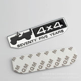 3D Jeep 75th Anniversary Metal Sticker Decal Silver