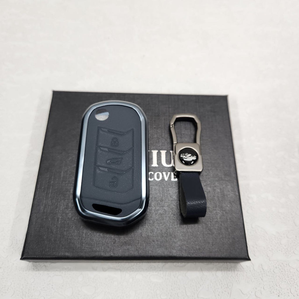 Mahindra XUV700/Thar/Scorpio New Key Exclusive Aluminium Alloy Leather Keycase with Holder & Rope Chain