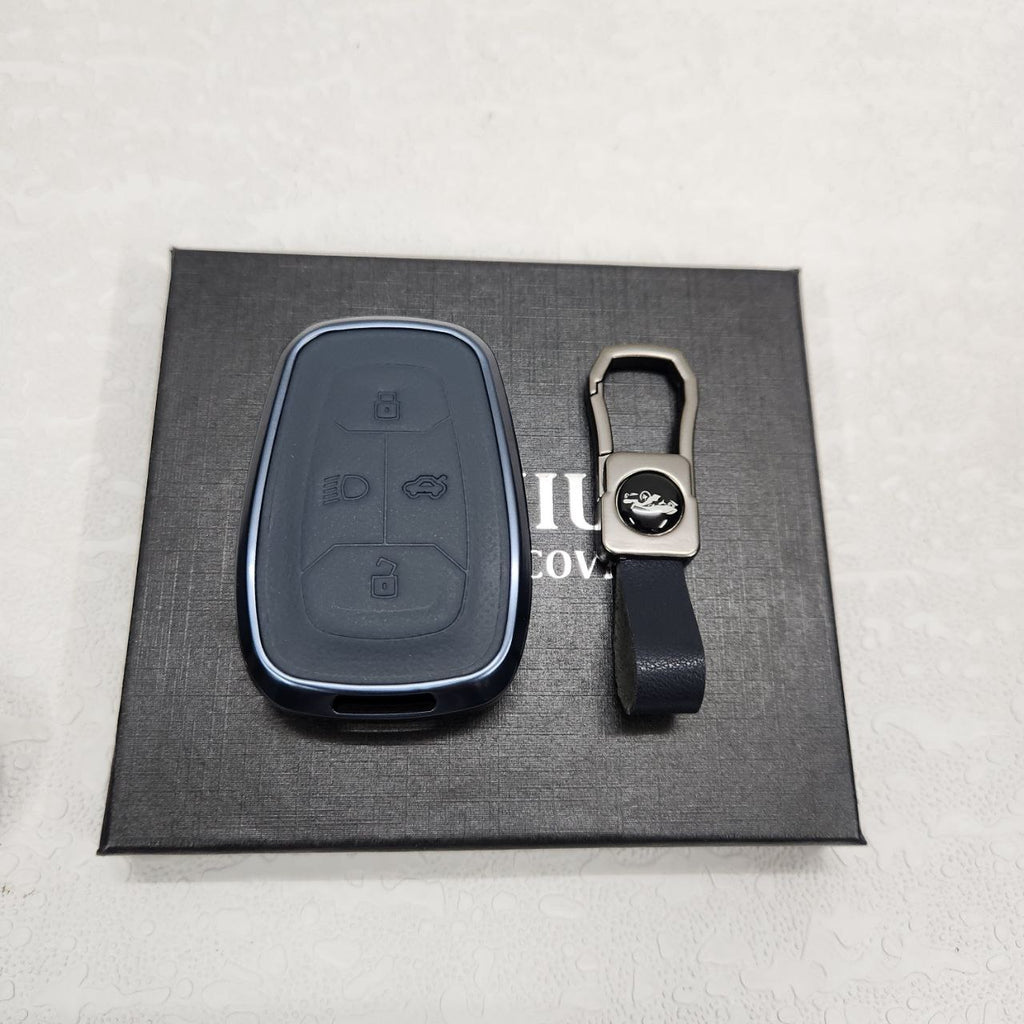 Tata Harrier/Safari/Altroz New Key Exclusive Aluminium Alloy Leather Keycase with Holder & Rope Chain