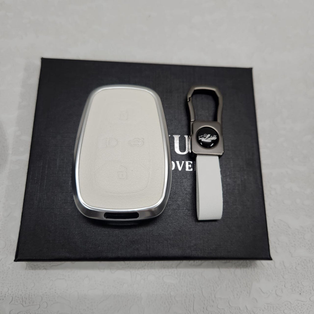 Tata Harrier/Safari/Altroz New Key Exclusive Aluminium Alloy Leather Keycase with Holder & Rope Chain