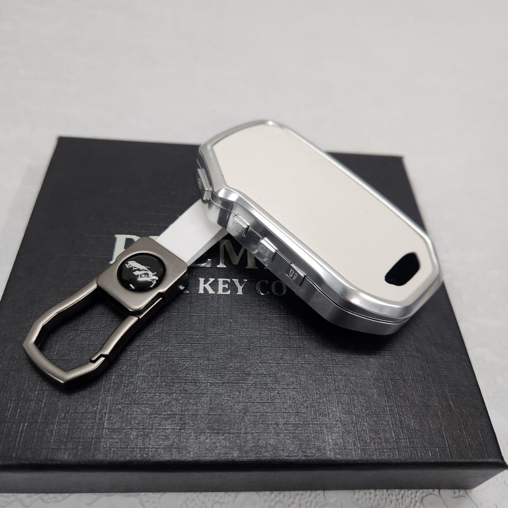 Kia Facelift 4 Button Key Exclusive Aluminium Alloy Leather Keycase with Holder & Rope Chain
