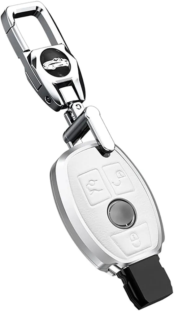 Mercedes Old Key Exclusive Aluminium Alloy Leather Keycase with Holder & Rope Chain