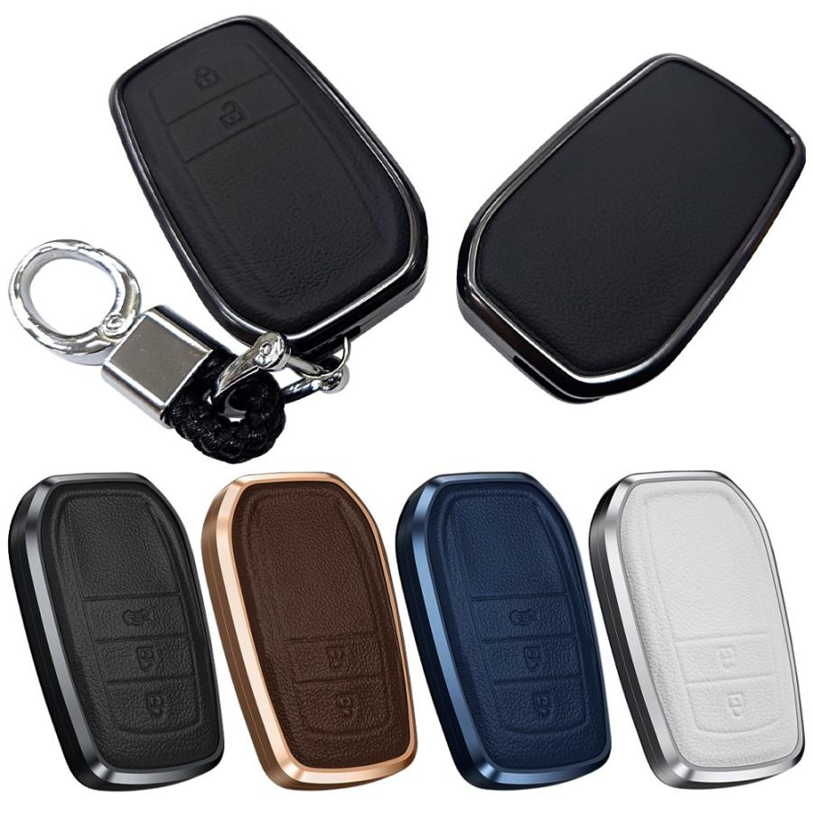 Innova Crysta/Hycross 2 Button New Key Exclusive Aluminium Alloy Leather Keycase with Holder & Rope Chain
