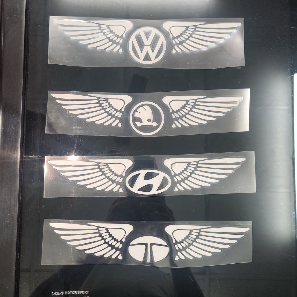 Wings Logo White Reflective Car Sticker