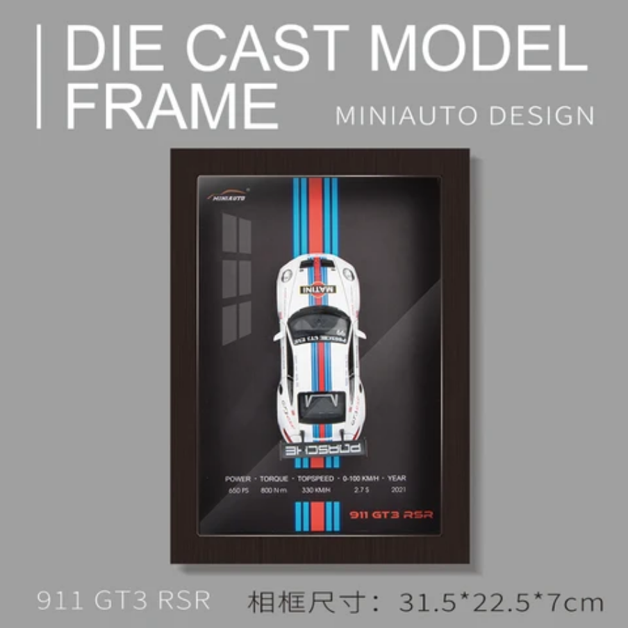 Porsche Diecast Car with 3D Frame