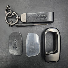 Load image into Gallery viewer, Jeep Compass/Cherokee/Meridian Luxury Metal Alloy Leather Keycase with Holder &amp; Rope Chain