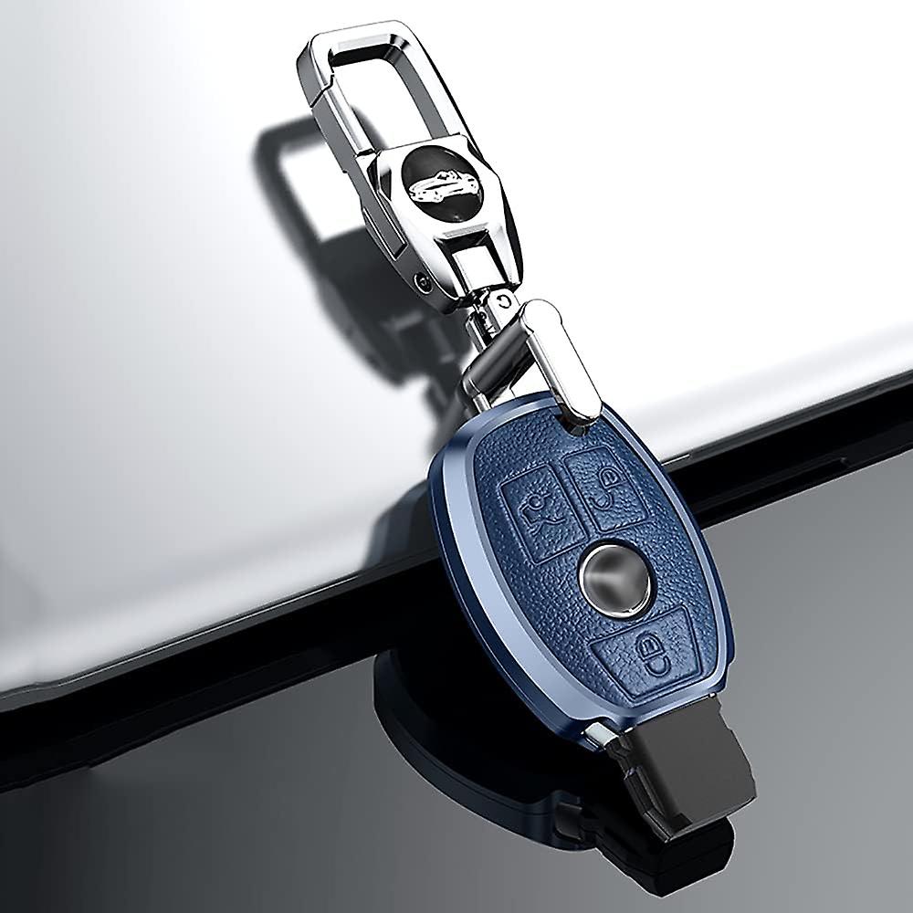 Mercedes Old Key Exclusive Aluminium Alloy Leather Keycase with Holder & Rope Chain