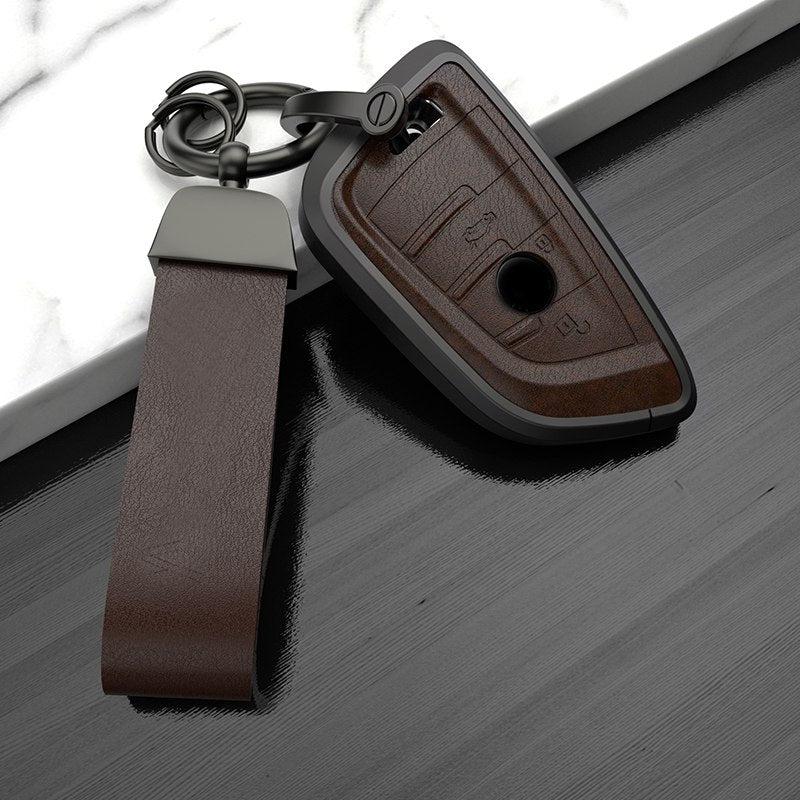 BMW New Key Exclusive Aluminium Alloy Leather 2.0 Keycase with Holder & Rope Chain