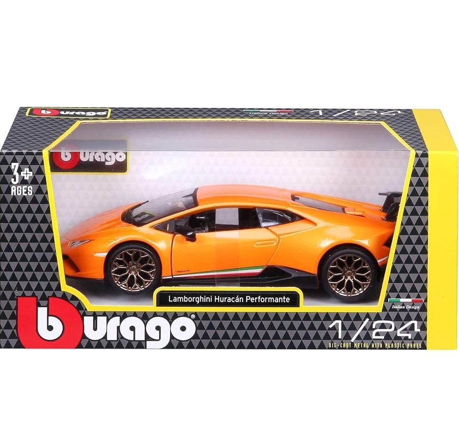 Lamborghini Huracan Performante Orange Licensed Bburago 1:24 Diecast Scale Model