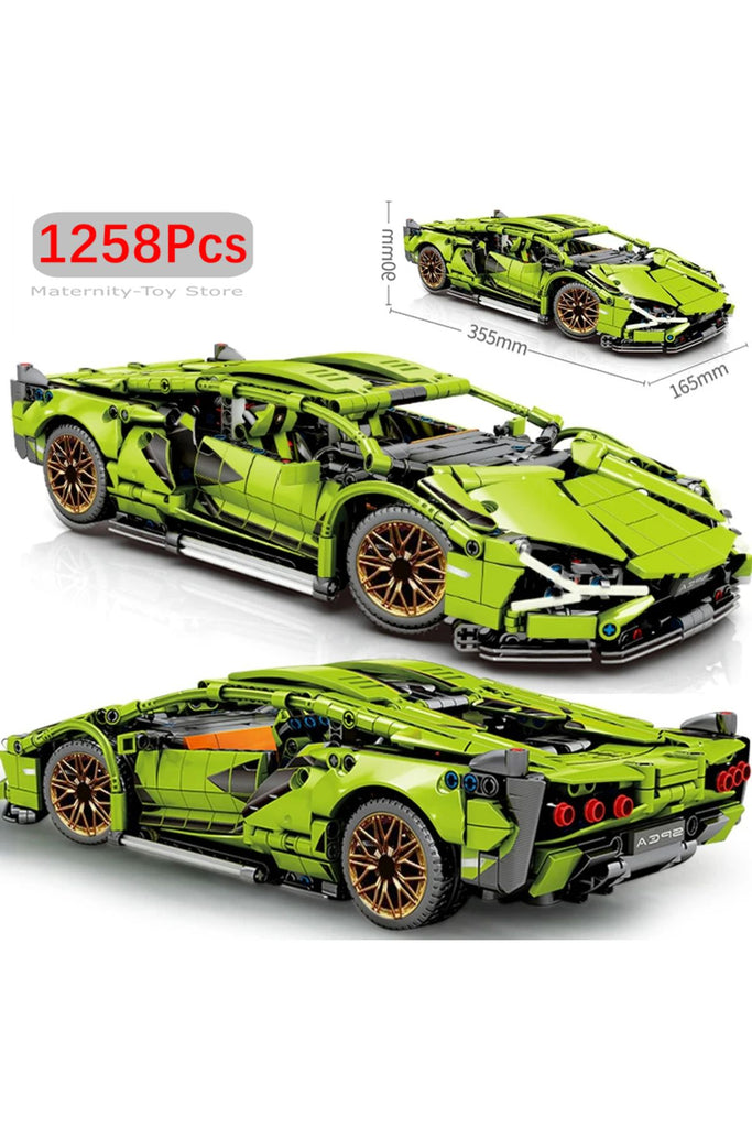 Lamborghini Green Technical Version Building Blocks Car 1258 Pcs