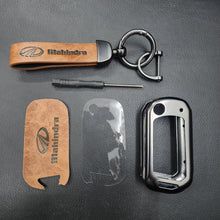 Load image into Gallery viewer, Mahindra XUV700/Scorpio/XUV300 New Flip Key Luxury Metal Alloy Leather Keycase with Holder &amp; Rope Chain