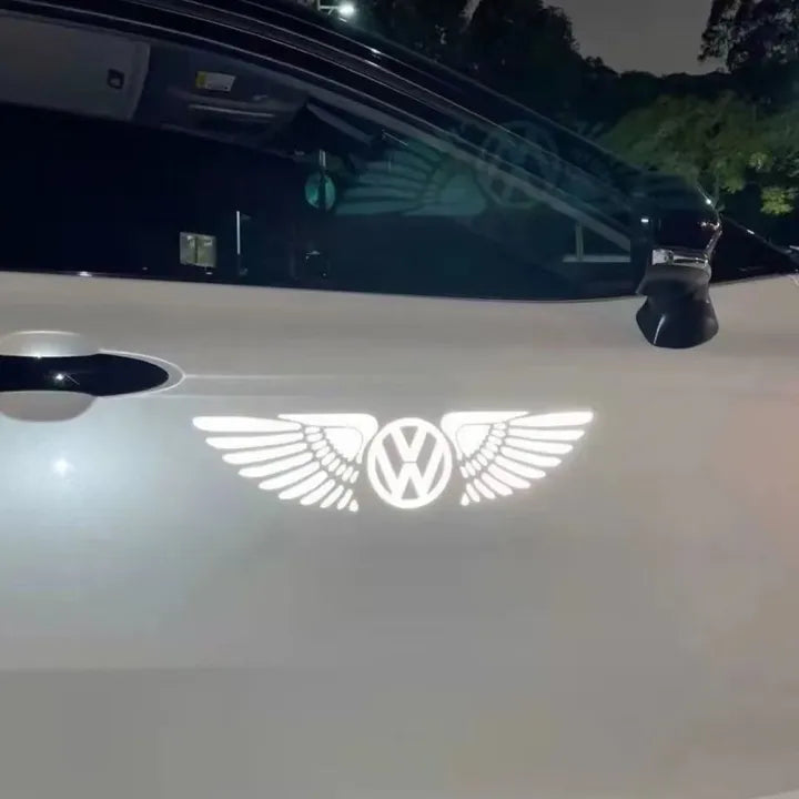 Wings Logo White Reflective Car Sticker