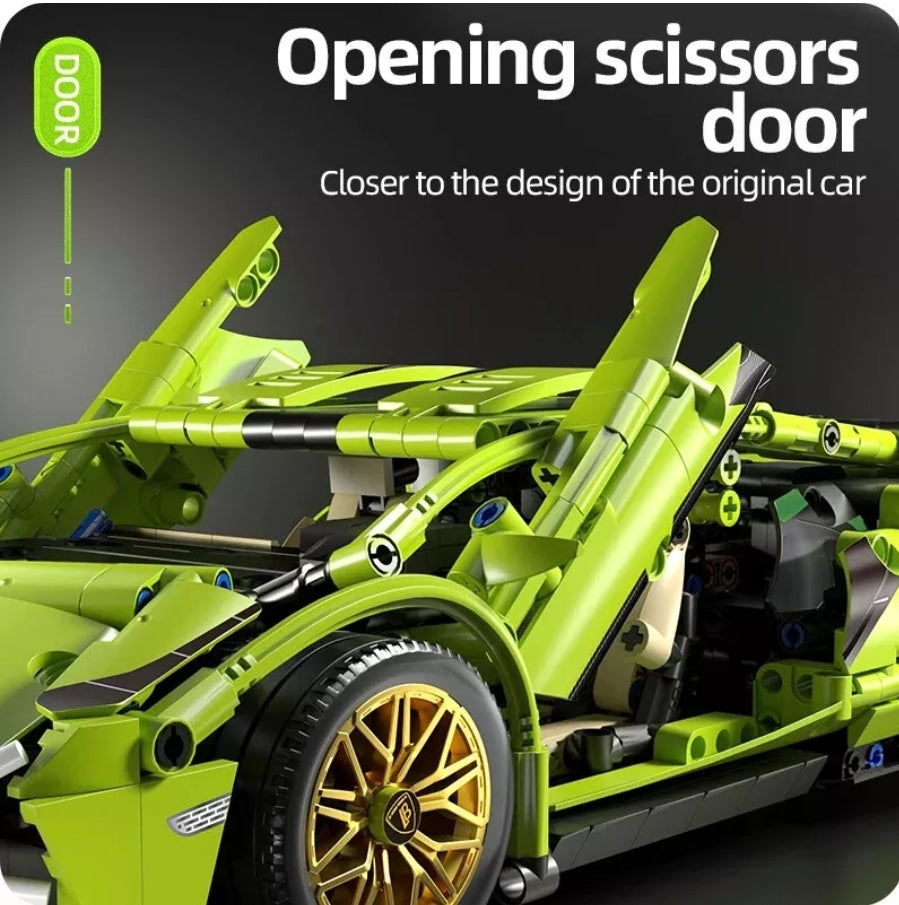 Lamborghini Sian Green Technical Version Building Blocks Car 1299 Pcs