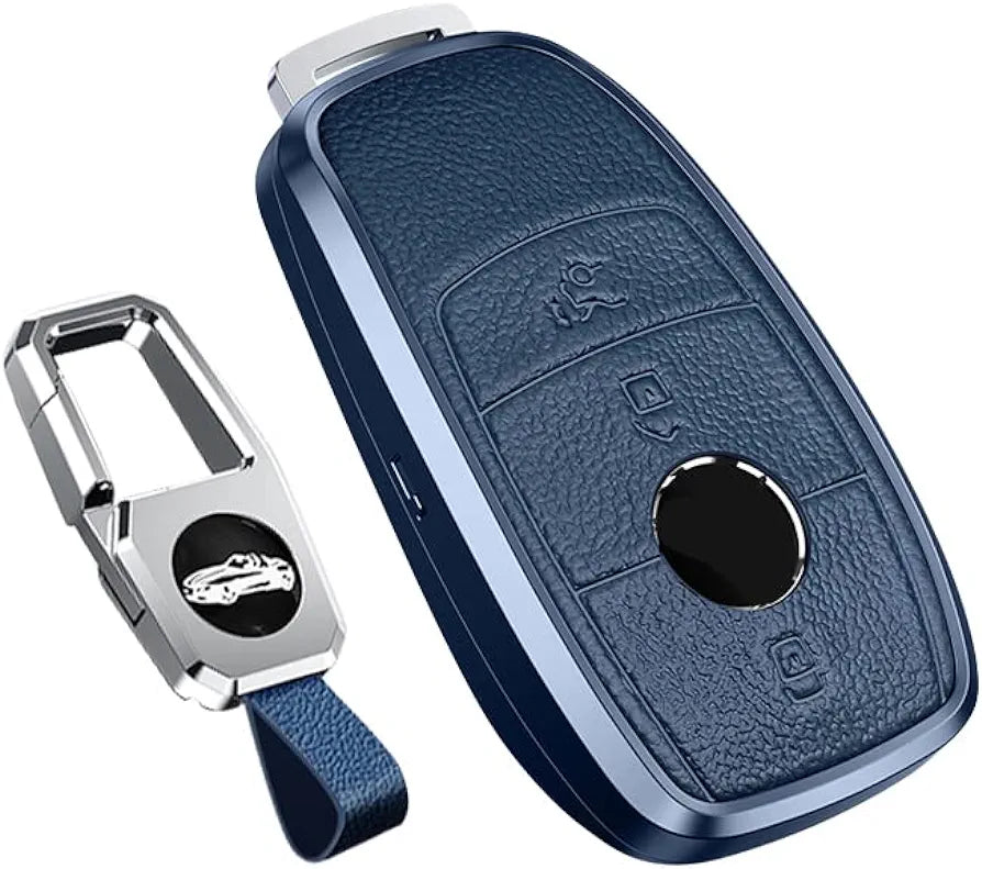 Mercedes New Key Exclusive Aluminium Alloy Leather Keycase with Holder & Rope Chain