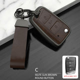 Volkswagen New Flip Key Exclusive Aluminium Alloy Leather 2.0 Keycase with Holder & Rope Chain