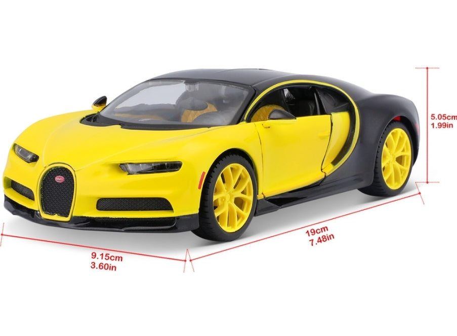 Bugatti Chiron Yellow Licensed Maisto 1:24 Diecast Scale Model