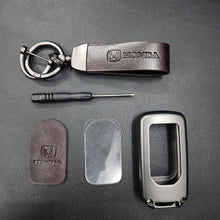 Load image into Gallery viewer, Honda 2/3/4 Button (Keyless Remote Key) Metal Alloy Leather Keycase with Holder &amp; Rope Chain