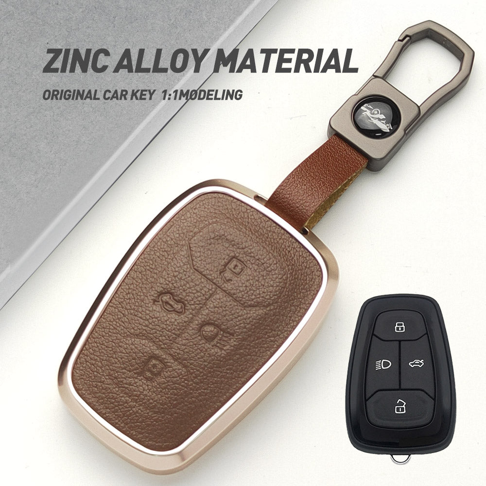 Tata Harrier/Safari/Altroz New Key Exclusive Aluminium Alloy Leather Keycase with Holder & Rope Chain