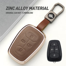 Load image into Gallery viewer, Tata Harrier/Safari/Altroz New Key Exclusive Aluminium Alloy Leather Keycase with Holder &amp; Rope Chain