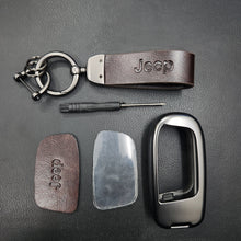 Load image into Gallery viewer, Jeep Compass/Cherokee/Meridian Luxury Metal Alloy Leather Keycase with Holder &amp; Rope Chain