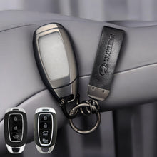 Load image into Gallery viewer, Hyundai Verna (3,4 Button) Key Luxury Metal Alloy Leather Keycase with Holder &amp; Rope Chain