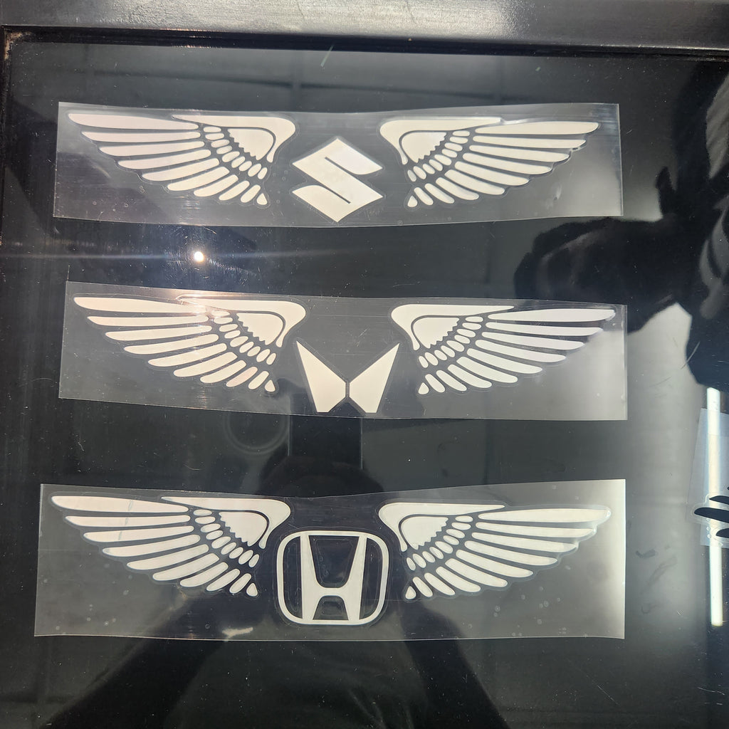 Wings Logo White Reflective Car Sticker