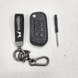 Mahindra XUV700,Scorpio,Thar Luxury Handmade Oilwax Leather Keycase with Logo, Caption, Hook, and Chain