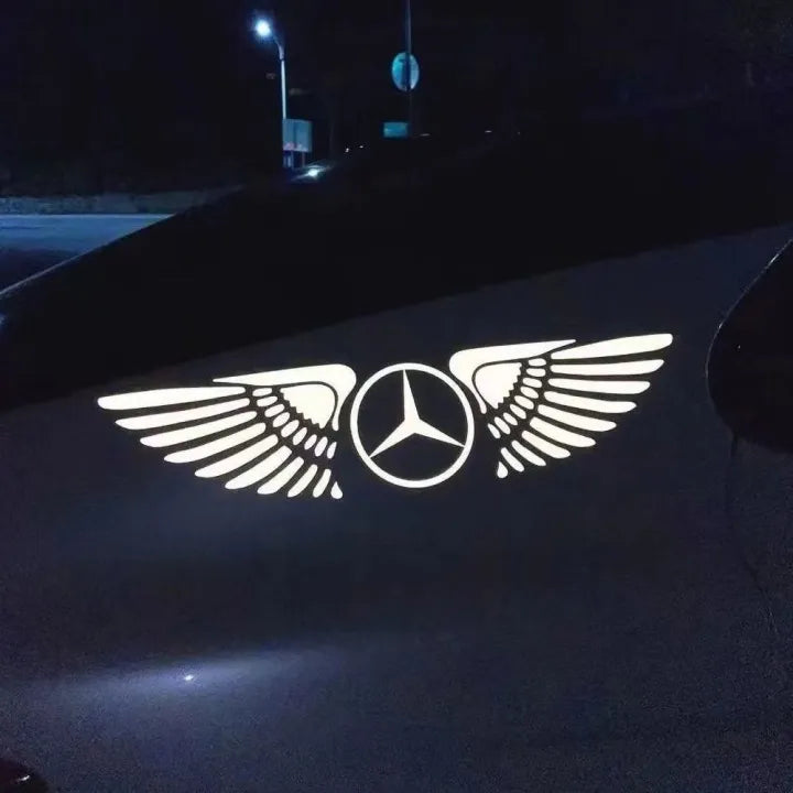 Wings Logo White Reflective Car Sticker