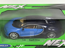 Load image into Gallery viewer, Bugatti Chiron Blue Licensed Welly 1:24 Diecast Scale Model