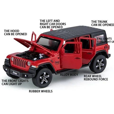 Jeep Rubicon Metal Diecast Car 1:32 (14x5 cm)