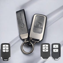 Load image into Gallery viewer, Honda 2/3/4 Button (Keyless Remote Key) Metal Alloy Leather Keycase with Holder &amp; Rope Chain