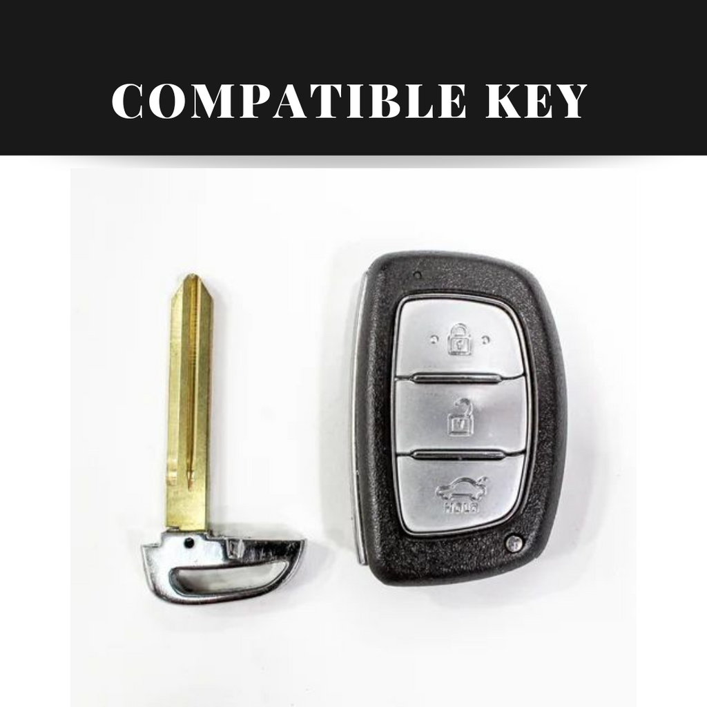 Hyundai Creta/i20/Venue/Aura 3 Button Key Exclusive Aluminium Alloy Leather Keycase with Holder & Rope Chain