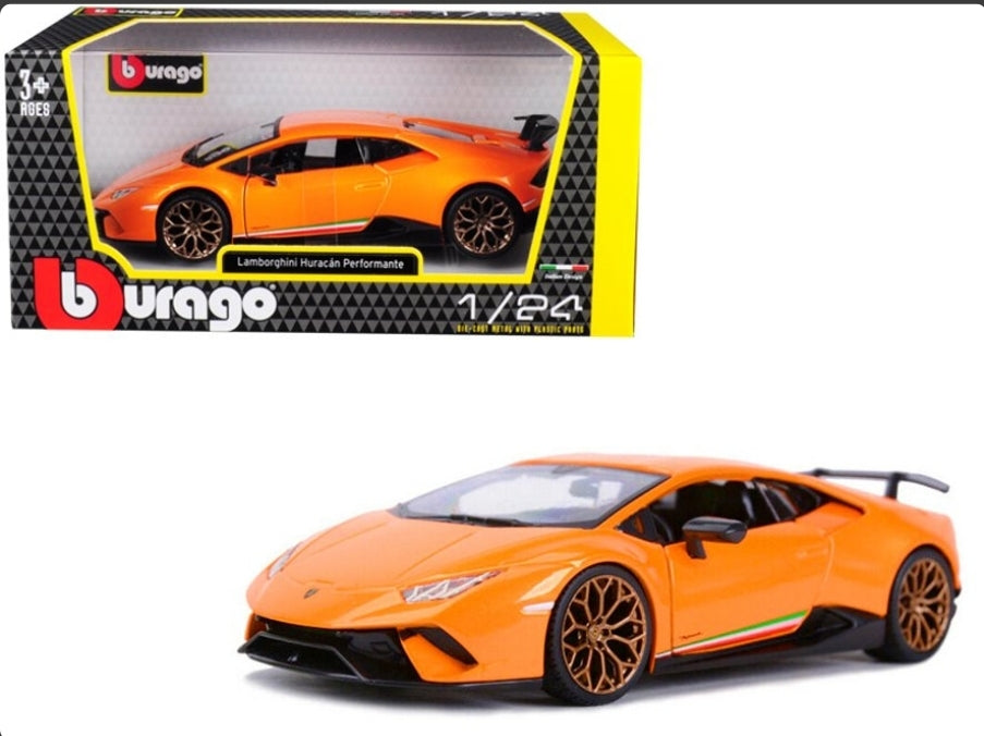 Lamborghini Huracan Performante Orange Licensed Bburago 1:24 Diecast Scale Model