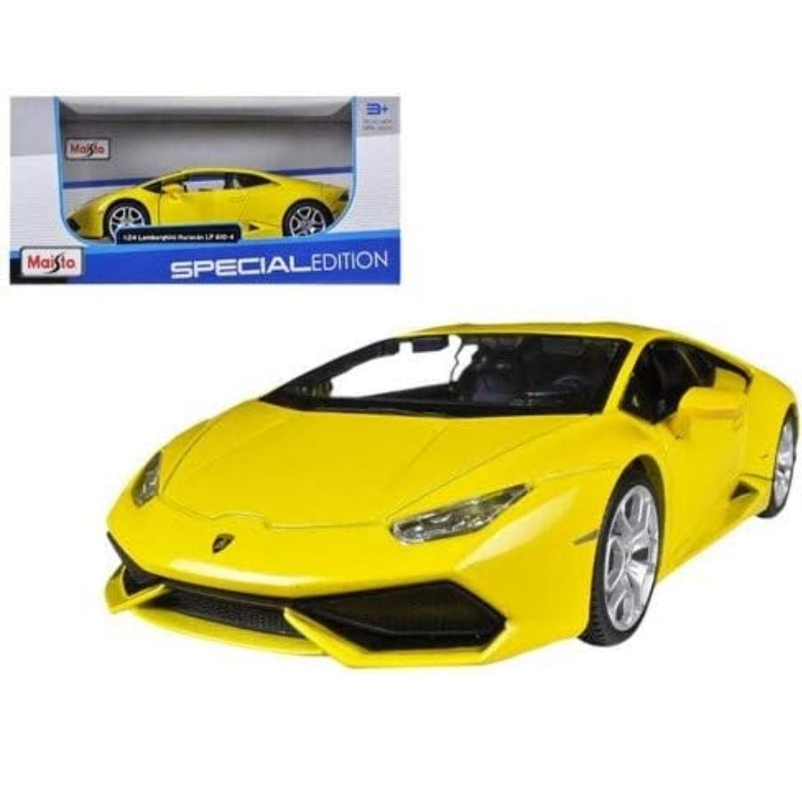 Lamborghini Huracan LP 610-4 Yellow Licensed Maisto 1:24 Diecast Scale Model