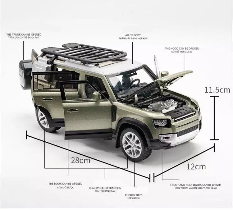 Defender 110 Green Metal Diecast Car 1:18 (28x11 cm)